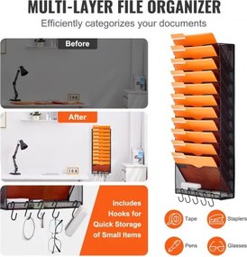 VEVOR File Wall Rack Mesh Wall File Holder 1-Piece 12 Pockets for Office/School