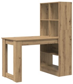 vidaXL Γραφείο με ράφι με αποθήκευση artisan δρυς 122 x 67 x 145 εκ.