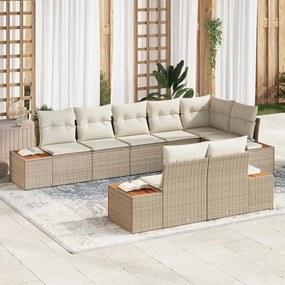 vidaXL Σετ Καναπέ Κήπου με μαξιλάρι 8 pcs Μπεζ και Κρέμα Πολυρατάν