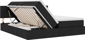 vidaXL Κρεβάτι Αποθήκης με στρώμα Μαύρο 200 x 200 cm Τεχνητό Δέρμα