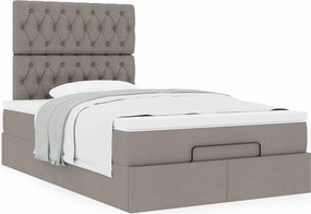 vidaXL Οθωμανικό κρεβάτι με στρώμα Taupe 120x190 cm Ύφασμα