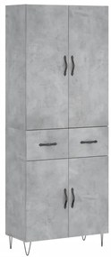 vidaXL Ντουλάπι Γκρι Σκυροδέματος 69,5x34x180 εκ. Επεξεργασμένο Ξύλο