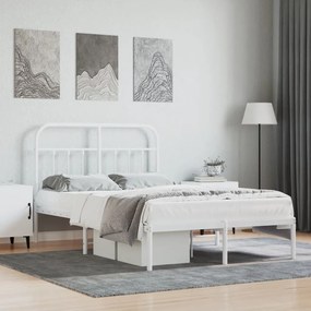 vidaXL Πλαίσιο Κρεβατιού με Κεφαλάρι Λευκό 120 x 200εκ. Μέταλλο