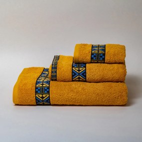 Πετσέτες Μπάνιου (Σετ 3τμχ) White Fabric Perrin Yellow 600gsm