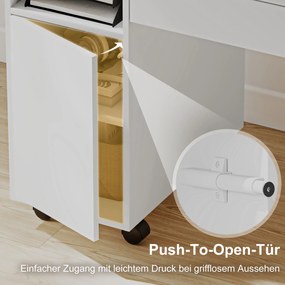 HOMCOM Rolling Computer Desk, Foldable Desk with Cabinet and Drawer, Particleboard, White