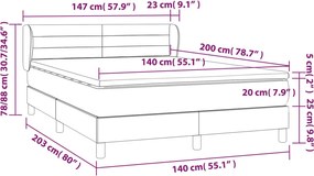 vidaXL Κρεβάτι Boxspring με Στρώμα Μαύρο 140x200 εκ. Υφασμάτινο