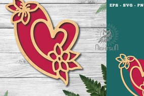 Intra απο ξύλο plywood 3mm-4mm πάχος - Διακόσμηση με κομμένα λέιζερ καρδιών λουλουδιών 5 Δίασταση 20x20 cm INTRAFABR-122852695