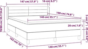 vidaXL Κρεβάτι Boxspring με Στρώμα Μαύρο 140x190 εκ. Βελούδινο