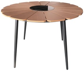 Τραπέζι Pinap  μαύρο αλουμίνιο και plywood σε φυσική απόχρωση Φ110x74εκ