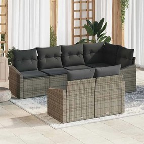 vidaXL Σέτ φαγητού για κήπο 7 pcs Γκρι Πολυ rattan, βαμμένο ατσάλι
