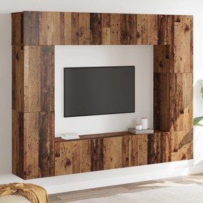 vidaXL Σετ επίπλου τηλεόρασης 8 pcs Παλαιό ξύλο 80 x 30 x 30 εκ