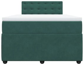 vidaXL Κρεβάτι Boxspring με Στρώμα Σκούρο Πράσινο 120x190εκ. Βελούδινο