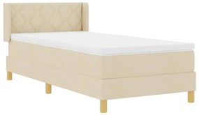 vidaXL Κρεβάτι με Ελατήρια με στρώμα Κρεμ 90 x 200 cm ύφασμα