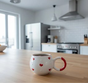 Stewehome Χειροποίητη κεραμική κούπα με ανάγλυφη καρδιά Λευκό