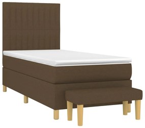 Κρεβάτι Boxspring με Στρώμα Σκούρο Καφέ 100x200 εκ. Υφασμάτινο - Καφέ