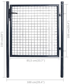 Πόρτα Κήπου με Πλέγμα Γκρι 100x100 εκ. από Γαλβανισμένο Ατσάλι