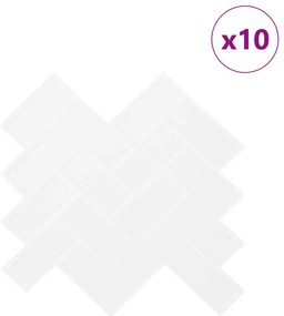 vidaXL Πλακάκι ψαροκόκαλο 10 pcs Λευκό 30 x 30 cm Πολυουρεθάνη και PET