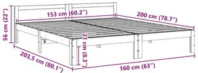 Σκελετός Κρεβατιού Χωρίς Στρώμα 160x200 εκ Μασίφ Ξύλο Πεύκου - Καφέ