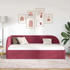 vidaXL Κρεβάτι Γωνίας με κεφαλάρι Μπορντό 90 x 200 cm Βελούδο