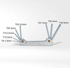 Σετ 8τμχ Κλειδιά Hex Allen με Κεφαλή από T9 έως T40 από 1.5 εώς 6mm
