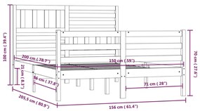 Πλαίσιο Κρεβατιού 150 x 200 εκ. Μασίφ Ξύλο King Size - Καφέ