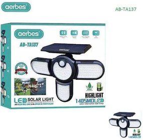 AB-TA137 Στεγανός Ηλιακός Προβολέας IP65 με Αισθητήρα Φωτός σε Μαύρο χρώμα 81009GHD90BK