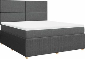 vidaXL Κρεβάτι Boxspring με Στρώμα Σκούρο Γκρι 180x200 εκ Υφασμάτιν