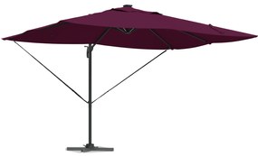 vidaXL Cantilever Roma Parasol με LEDs Μπορντώ 352x251x265 εκ. Αλουμίνιο