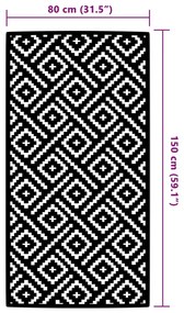 vidaXL Χαλί εξωτερικού χώρου ARAKIL Λευκό και μαύρο 80x150 cm PP