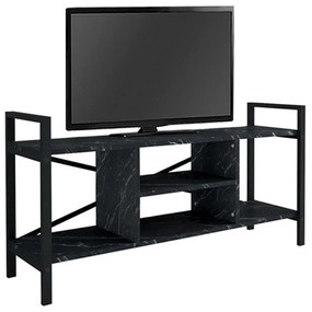Έπιπλο Tηλεόρασης Santana 212580 120x35x61cm Black Marble Effect Melamine, Metal