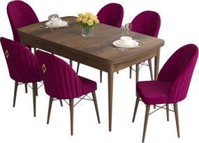 Extendable Dining Table &amp; Chairs Set (7 Pieces) Roz - Baroque, Damson Baroque
Damson