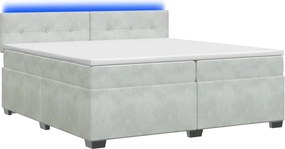 vidaXL Κρεβάτι Box Spring με Στρώμα και LED Ανοιχτό γκρι 200 x 200 cm