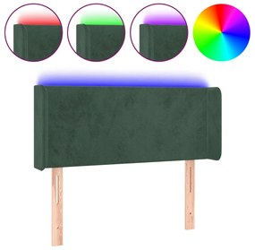 vidaXL Κεφαλάρι Κρεβατιού LED Σκούρο Πράσινο 83x16x78/88 εκ. Βελούδινο
