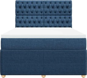 vidaXL Κρεβάτι Boxspring με Στρώμα Μπλε 160x200 εκ. Υφασμάτινο