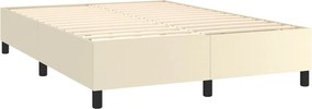 vidaXL Κρεβάτι Boxspring με Στρώμα &amp; LED Κρεμ 140x190 εκ. Συνθ. Δέρμα