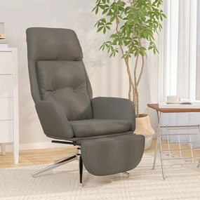 vidaXL Πολυθρόνα Relax Γκρι από Γνήσιο &amp; Συνθετικό Δέρμα με Σκαμπό