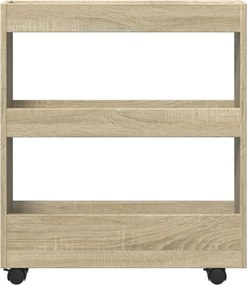 vidaXL Τρόλεϊ Αποθήκευσης Στενό 3 Επιπέδων Sonoma Δρυς Επεξ. Ξύλο