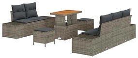 vidaXL Σετ Καναπέ Κήπου με μαξιλάρι 8 pcs Γκρι Πολυ ράταν