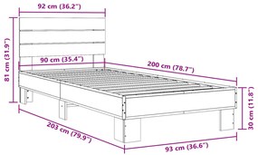 ΠΛΑΙΣΙΟ ΚΡΕΒΑΤΙΟΥ ΚΑΦΕ ΔΡΥΣ 90X200 ΕΚ. ΕΠΕΞ. ΞΥΛΟ &amp; ΜΕΤΑΛΛΟ 845746