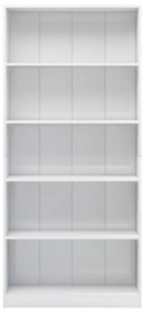 vidaXL Βιβλιοθήκη με 5 Ράφια Γυαλιστερό Λευκό 80x24x175 εκ Μοριοσανίδα
