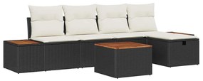 vidaXL Σετ Καναπέ Κήπου με μαξιλάρι 6 pcs Μαύρο Πολυ ράταν