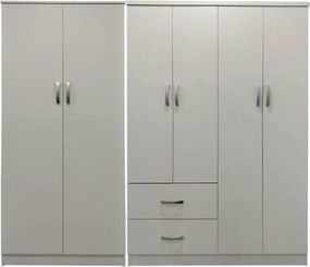 Ντουλάπα εξάφυλλη Athos Ι pakoworld λευκή 200,5x42x180εκ