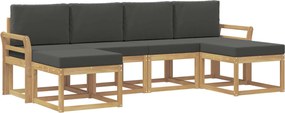 vidaXL Σειρά Καναπέ Εξωτερικού 6 pcs Άσπρο και Ανθρακί Πολυεστέρας