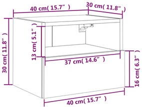 Έπιπλο Τοίχου Τηλεόρασης Καφέ Δρυς 40x30x30 εκ. Επεξ. Ξύλο - Καφέ