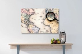 Εικόνα παγκόσμιου χάρτη με μεγεθυντικό φακό - 60x40
