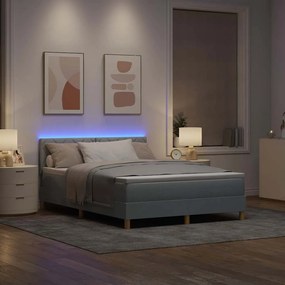vidaXL Κρεβάτι με ελατήρια με στρώμα Ανοιχτό γκρι 140 x 190 cm ύφασμα