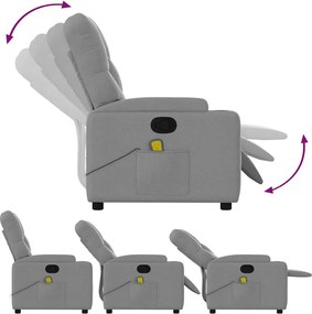 vidaXL Πολυθρόνα Μασάζ Ανακλινόμενη Ανοιχτό Γκρι Υφασμάτινη