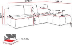 Γωνιακός καναπές Bestii-Gkri Skouro-Δεξιά