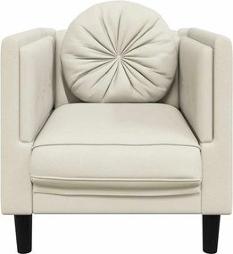 vidaXL Πολυθρόνα Κρεμ Βελούδινη με Μαξιλάρι
