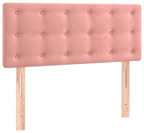 vidaXL Κρεβάτι Boxspring με Στρώμα &amp; LED Ροζ 80 x 200 εκ. Βελούδινο